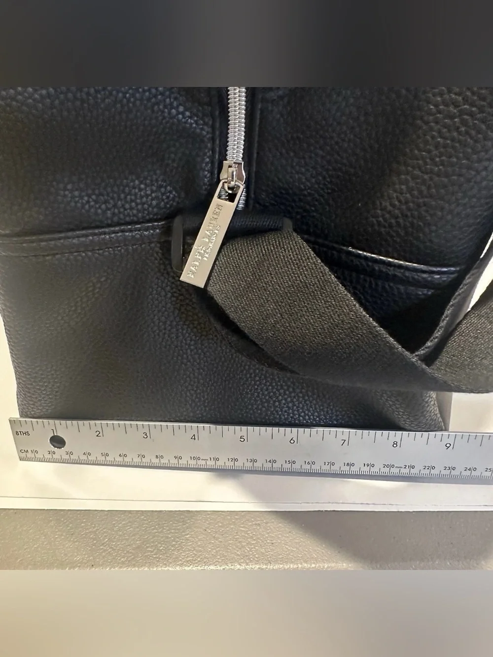 Polo Ralph Lauren Black Pebble Leather Duffle Weekender Bag